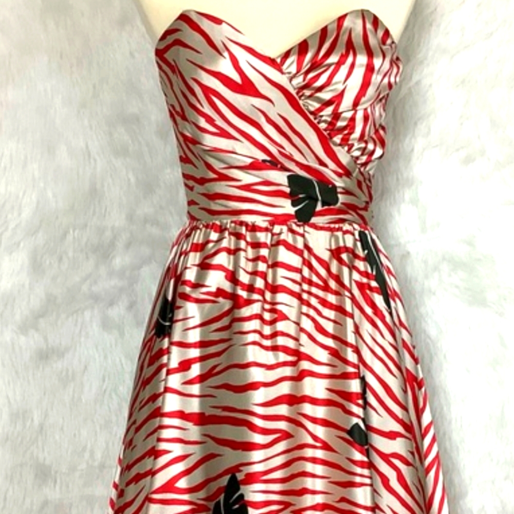 Anthropologie Corey Lynn Calter Tiger Stripe Silk Strapless Mini Dress Size 10